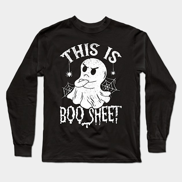 This Is Boo Sheet Spider Decor Ghost Spooky Halloween Long Sleeve T-Shirt by everetto